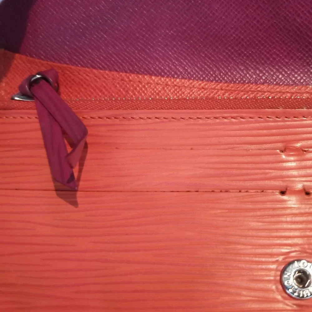 Stunning EUC LV Epi Portefeuille Emilie Long Wallet Orange (Piment) & Fuchsia - Picture 11 of 13